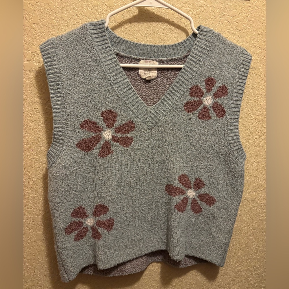 Hippie Rose Blue Vest w/ Flowers